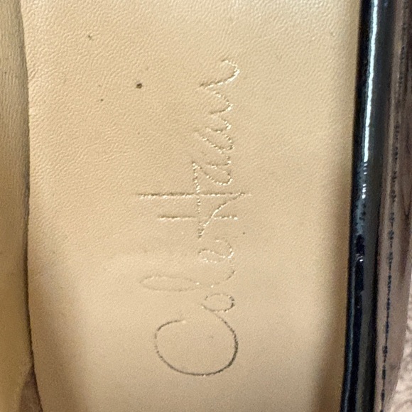 Cole Haan Black Patent Leather Loafers with Gold Accent - Picture 2 of 6